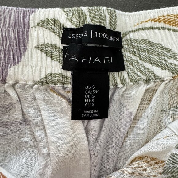 Tahari 100% Linen Crop Palazzo Pant Wide Leg Tropical Beachy Resort Vacation S‎ - Picture 4 of 9